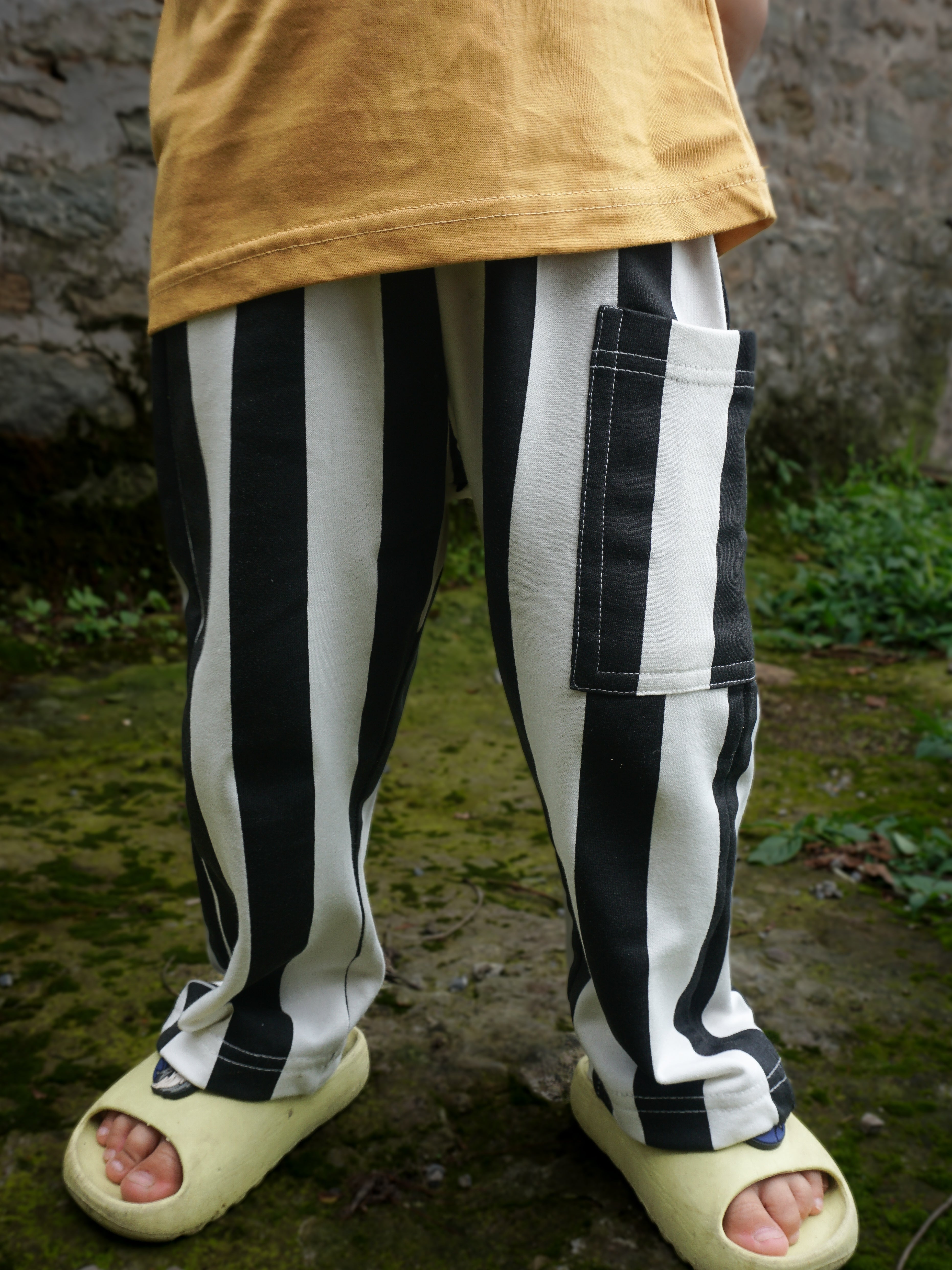 Indian cotton kids black white striped pants - Gozikids worldwide shipping