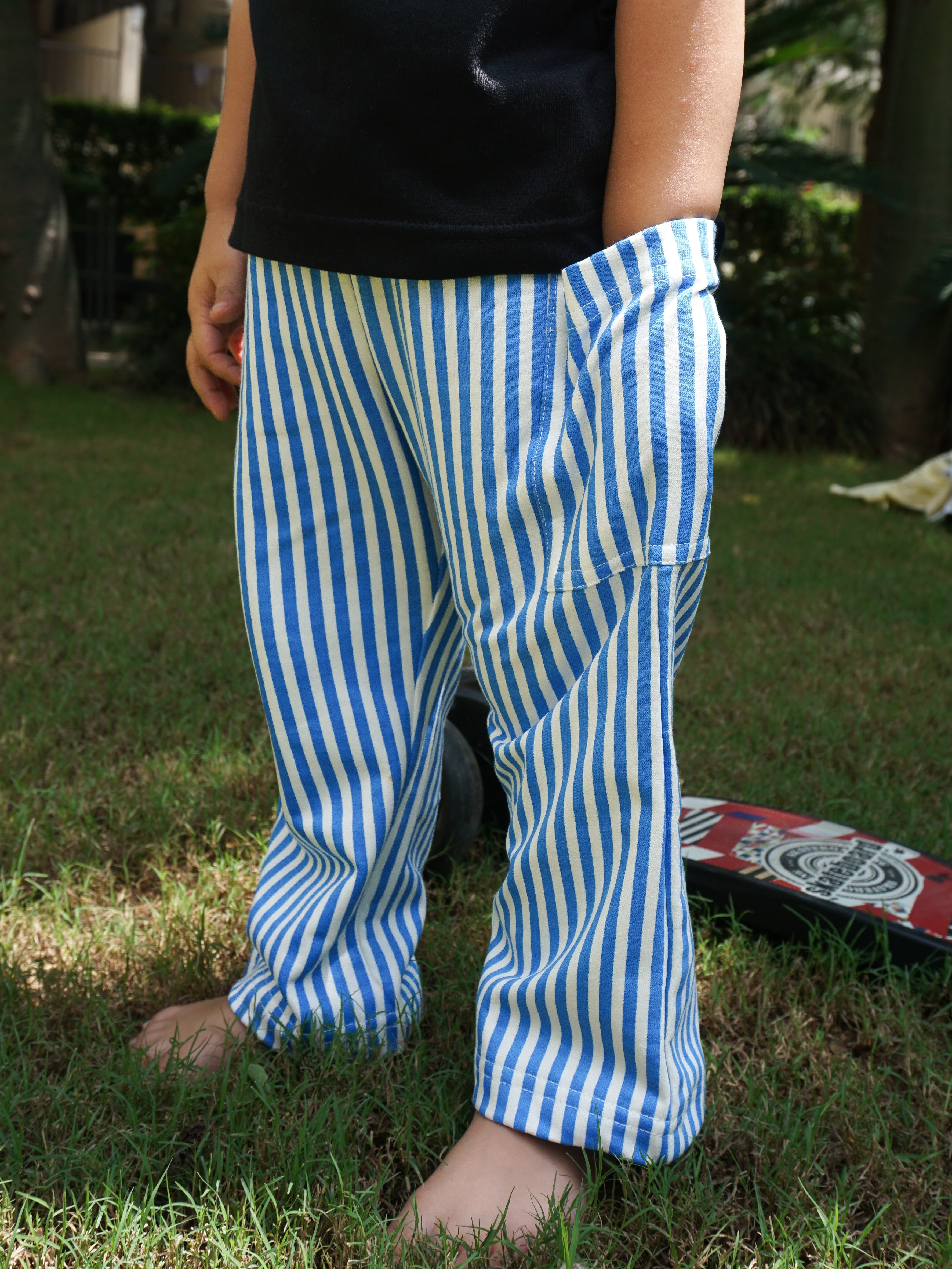 Kids French terry deckhand striped pants - pure cotton - Gozikids India