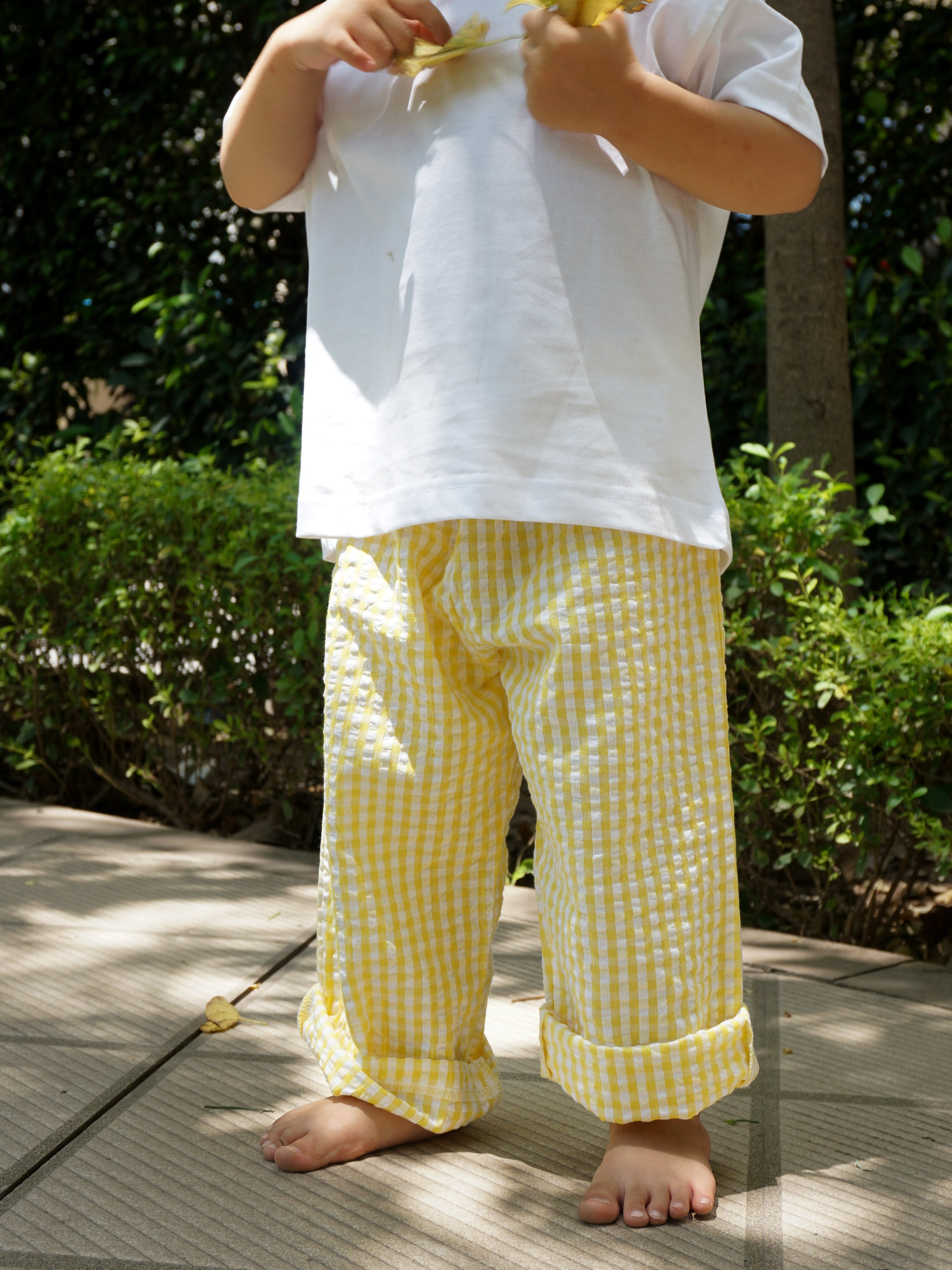 Indian seersucker kids pants yellow - Gozikids worldwide shipping