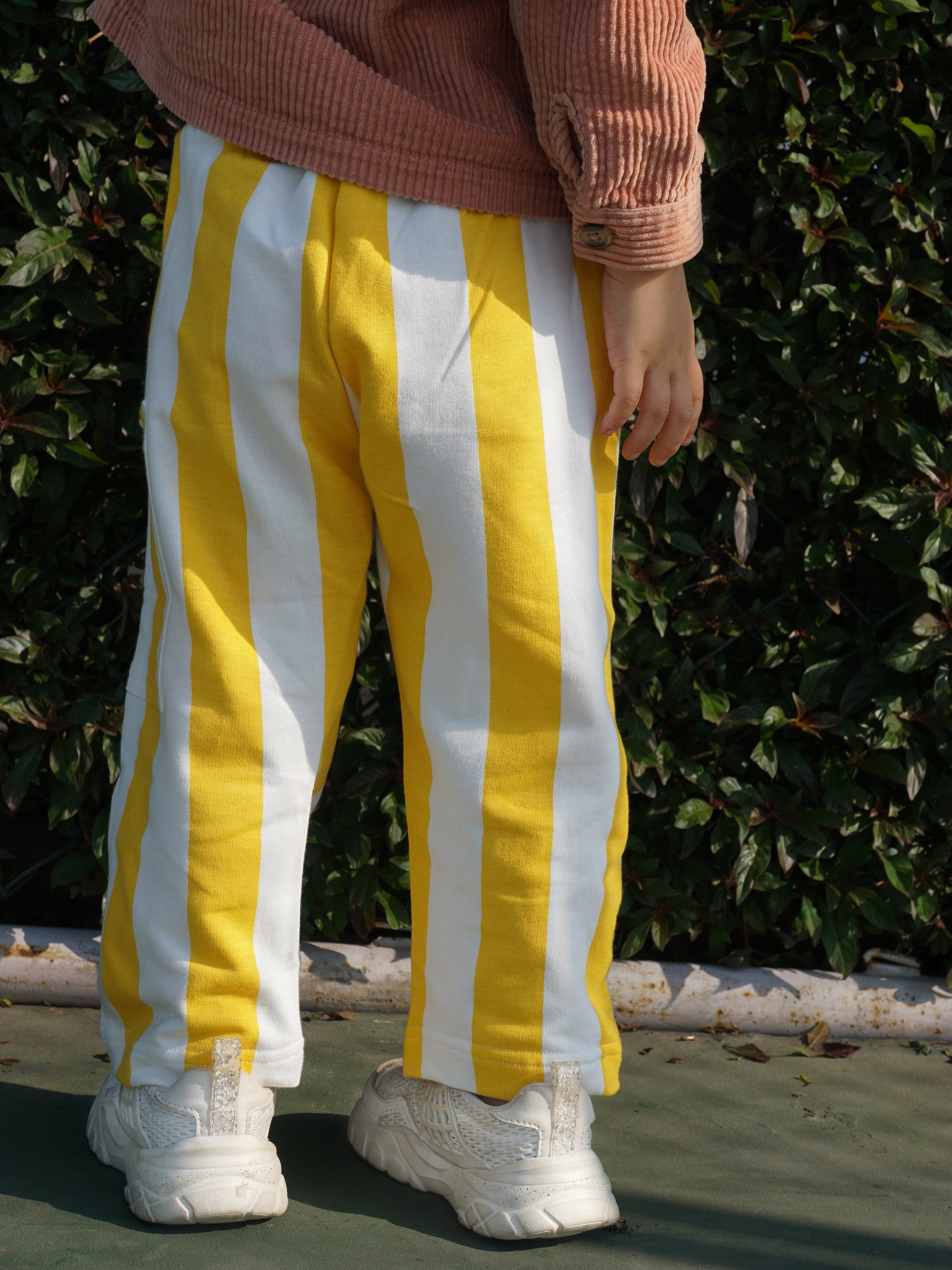 Indian cotton kids striped pants yellow - French terry - Gozikids worldwide