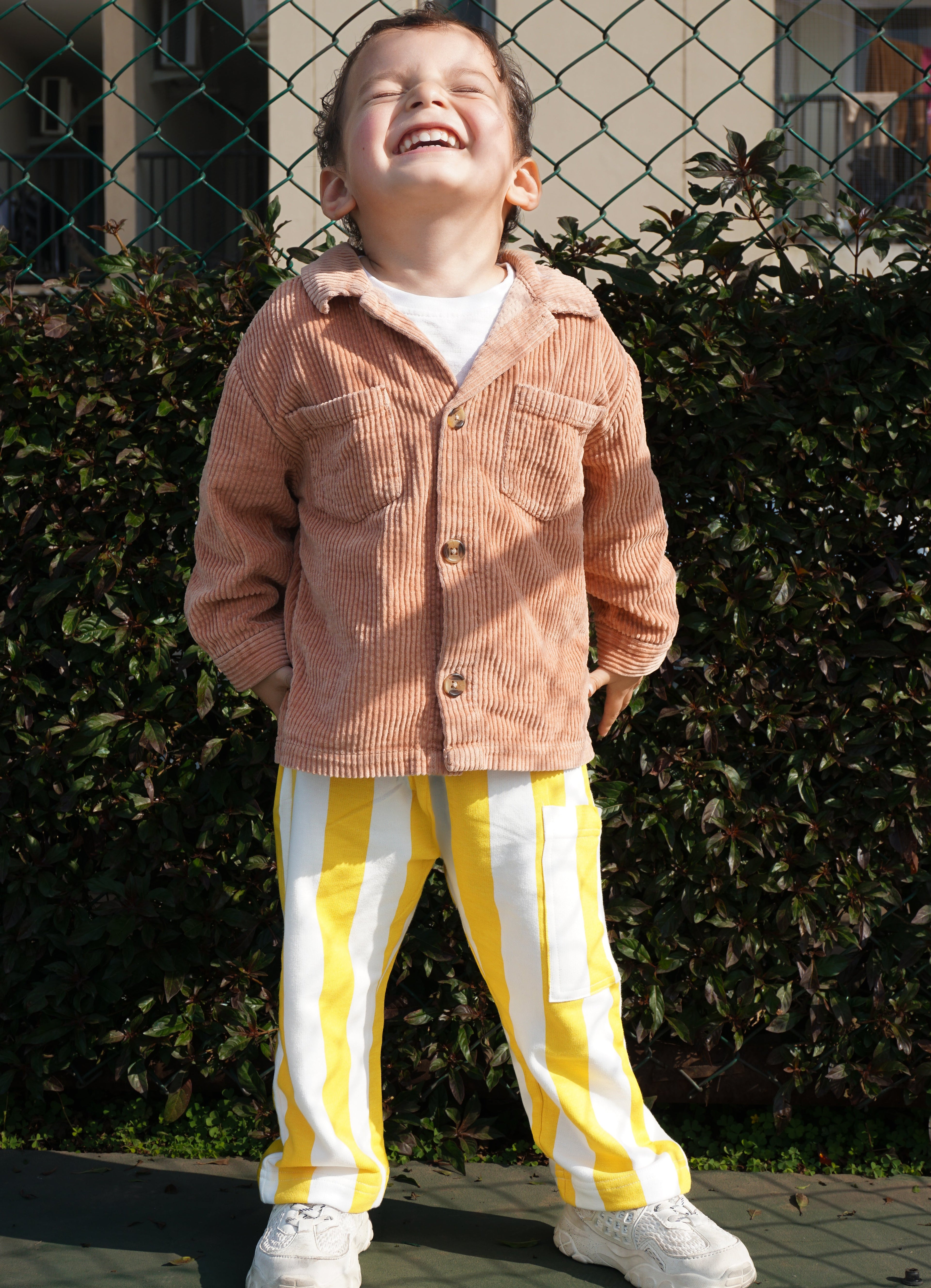 Yellow French Terry kids pants - undyed cotton base Oeko-Tex - Gozikids India