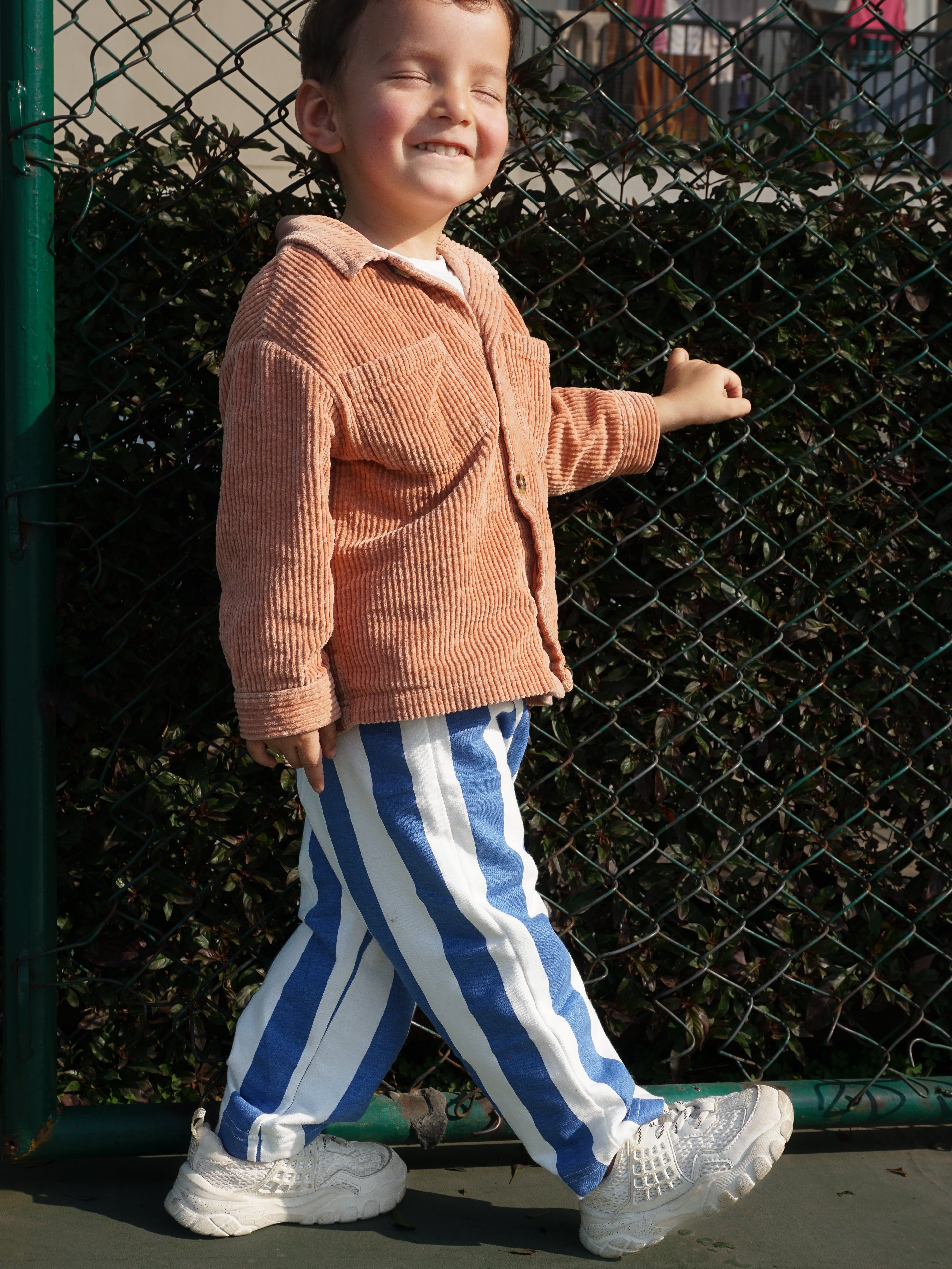 French Terry Collection: The Blue Striped Pant with undyed cotton base